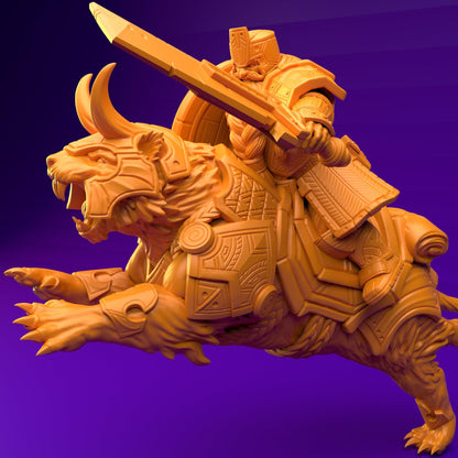 3D Printed Dwarf’s Army Nafarrate - Dwarf Tiger Rider Set 28mm 32mm Ragnarok D&D