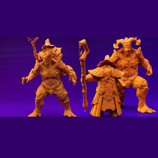 3D Printed Dwarf’s Army Nafarrate - Dwarf Wizard Ent Rider Set 28mm 32mm Ragnarok D&D