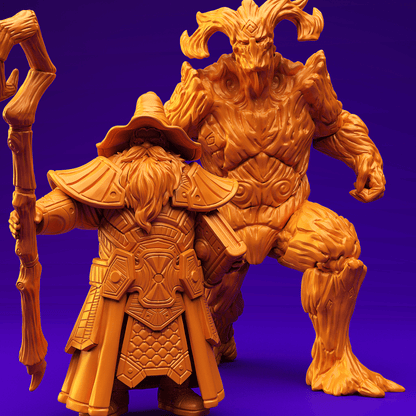 3D Printed Dwarf’s Army Nafarrate - Dwarf Wizard Ent Rider Set 28mm 32mm Ragnarok D&D