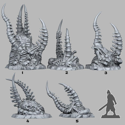 3D Printed Fantastic Plants and Rocks Abandoned Pile Of Bones 28mm - 32mm D&D Wargaming