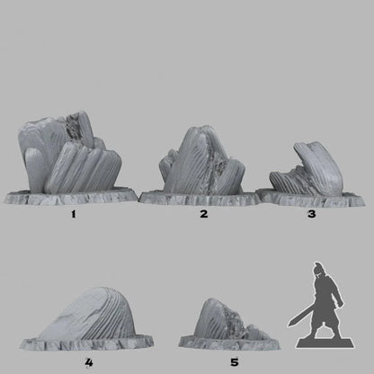 3D Printed Fantastic Plants and Rocks Acid Melted Stones 28mm - 32mm D&D Wargaming