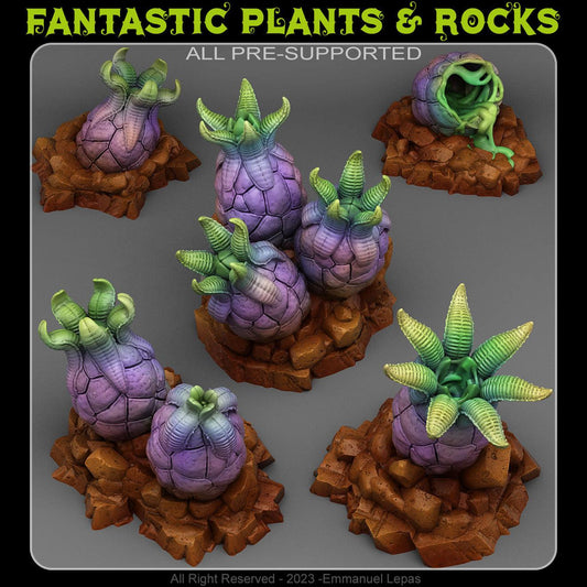 3D Printed Fantastic Plants and Rocks Alien Eggs 28mm - 32mm D&D Wargaming