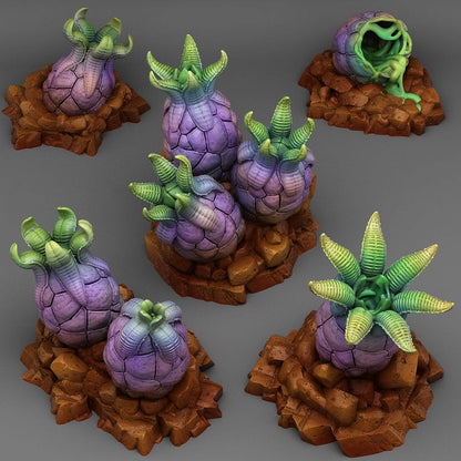 3D Printed Fantastic Plants and Rocks Alien Eggs 28mm - 32mm D&D Wargaming