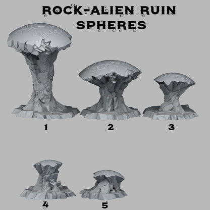 3D Printed Fantastic Plants and Rocks Alien Ruin Spheres 28mm - 32mm D&D Wargaming