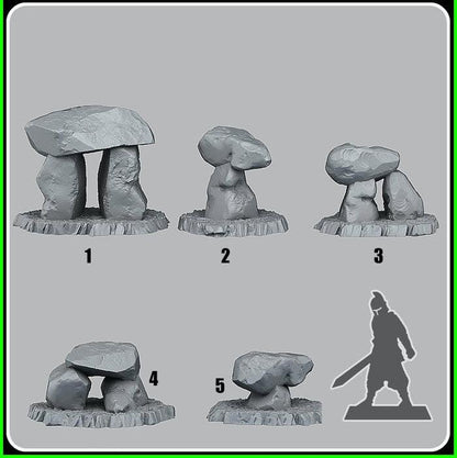3D Printed Fantastic Plants and Rocks Ancient Dolmens 28mm - 32mm D&D Wargaming