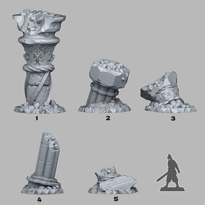 3D Printed Fantastic Plants and Rocks Ancient Greek Ruins 28mm - 32mm D&D Wargaming