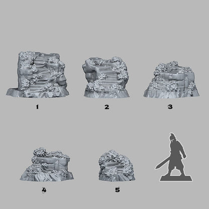 3D Printed Fantastic Plants and Rocks Ancient Magic Stairs 28mm - 32mm D&D Wargaming