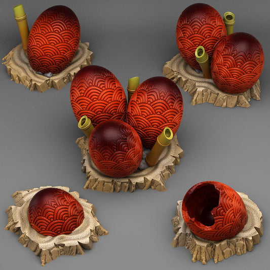 3D Printed Fantastic Plants and Rocks Asian Dragon Eggs 28mm - 32mm D&D Wargaming