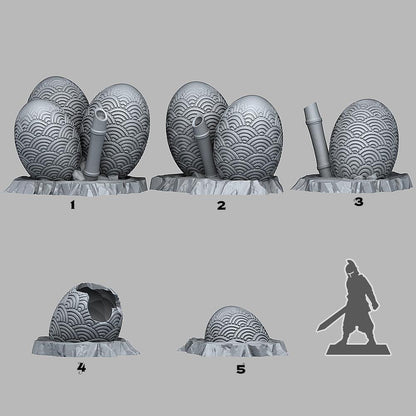3D Printed Fantastic Plants and Rocks Asian Dragon Eggs 28mm - 32mm D&D Wargaming