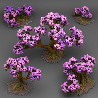 3D Printed Fantastic Plants and Rocks BONSAI CHERRY TREES 28mm - 32mm D&D Wargaming