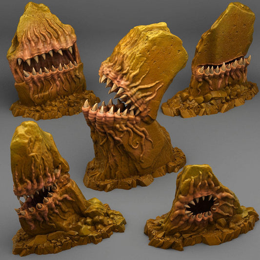 3D Printed Fantastic Plants and Rocks Carnivorous Stones 28mm - 32mm D&D Wargaming