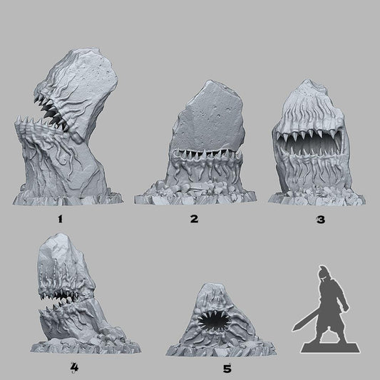 3D Printed Fantastic Plants and Rocks Carnivorous Stones 28mm - 32mm D&D Wargaming