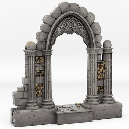 3D Printed Fantastic Plants and Rocks Catacomb Portal With Its Ghost Skulls Effect 28mm - 32mm D&D Wargaming