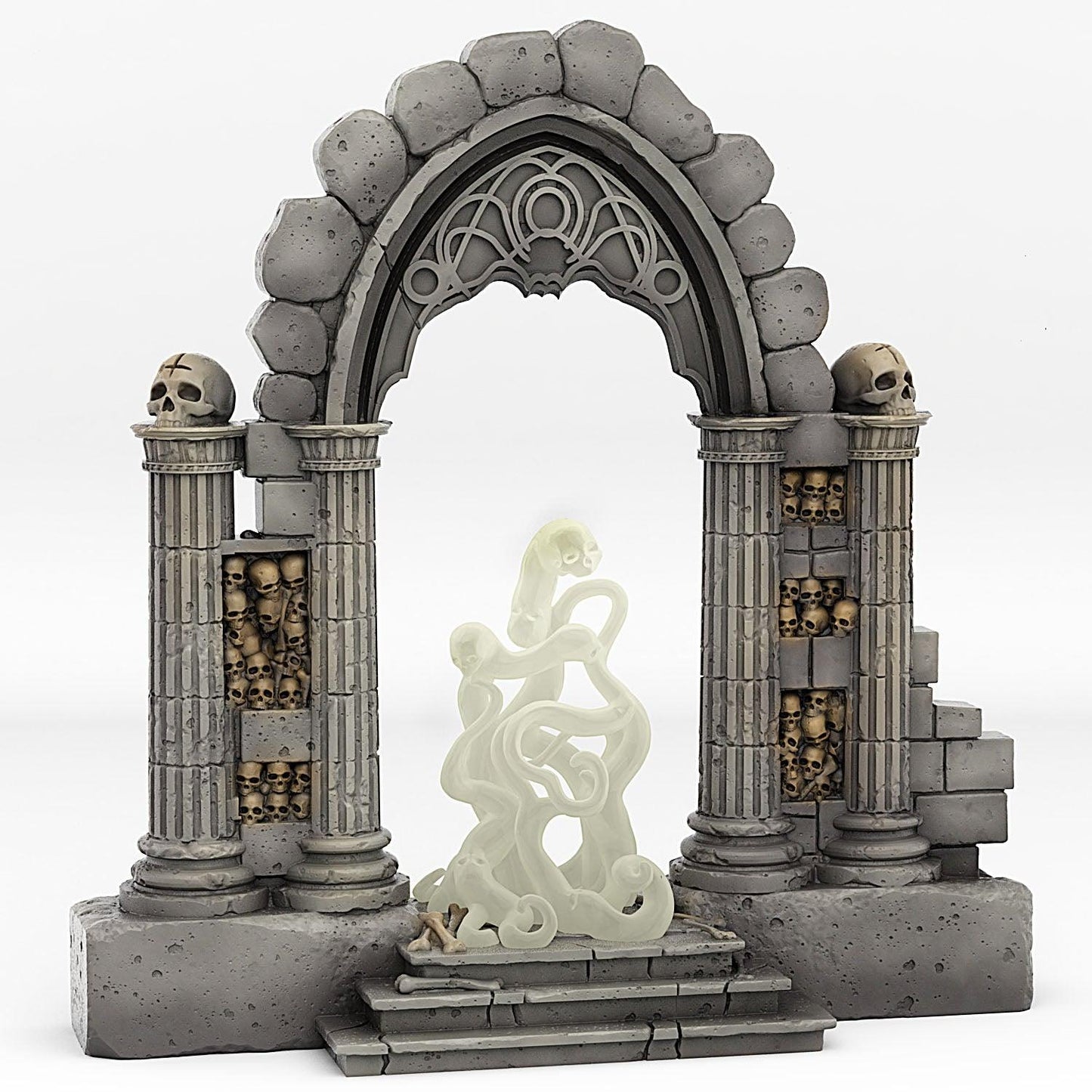 3D Printed Fantastic Plants and Rocks Catacomb Portal With Its Ghost Skulls Effect 28mm - 32mm D&D Wargaming