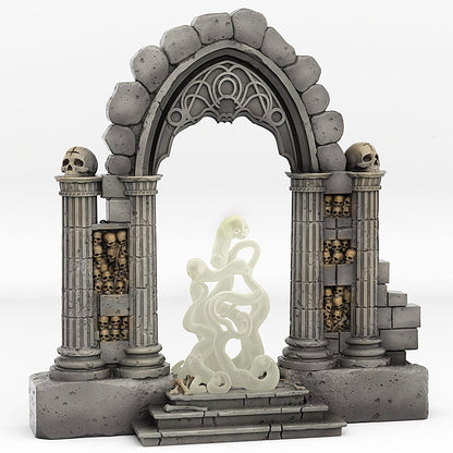 3D Printed Fantastic Plants and Rocks Catacomb Portal With Its Ghost Skulls Effect 28mm - 32mm D&D Wargaming
