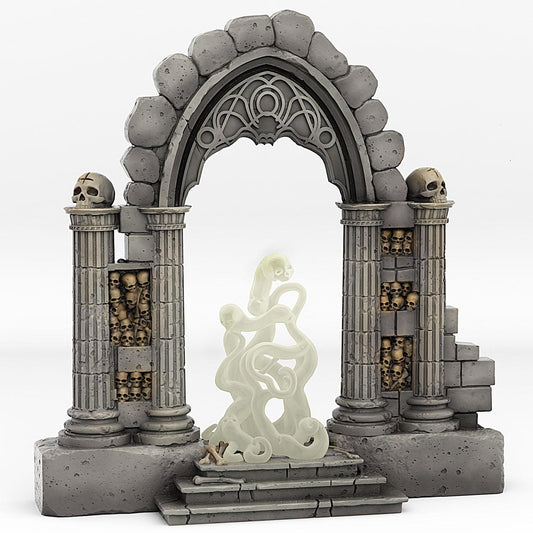 3D Printed Fantastic Plants and Rocks Catacomb Portal With Its Ghost Skulls Effect 28mm - 32mm D&D Wargaming