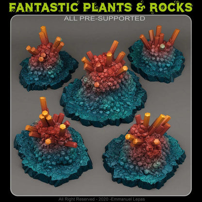 3D Printed Fantastic Plants and Rocks Cave Blazing Crystals 28mm - 32mm D&D Wargaming