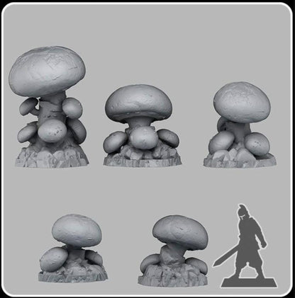 3D Printed Fantastic Plants and Rocks Cave Mushrooms 28mm - 32mm D&D Wargaming