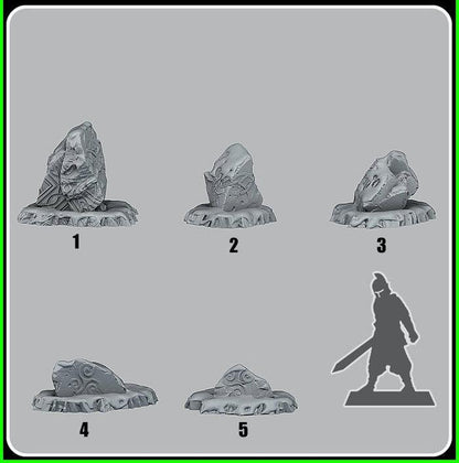 3D Printed Fantastic Plants and Rocks Celtic Snow Stones 28mm - 32mm D&D Wargaming