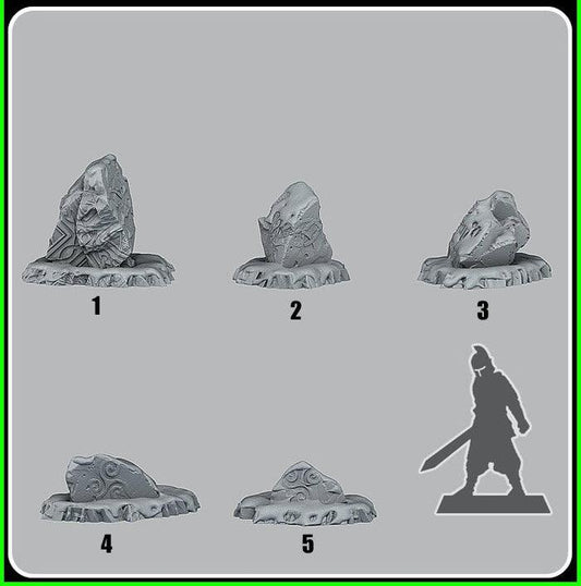 3D Printed Fantastic Plants and Rocks Celtic Snow Stones 28mm - 32mm D&D Wargaming