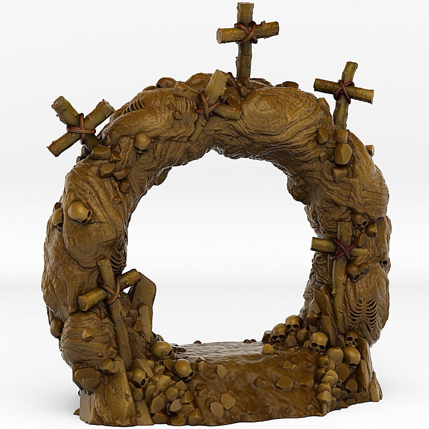 3D Printed Fantastic Plants and Rocks Cemetery Portal With Its Cross Effect 28mm - 32mm D&D Wargaming