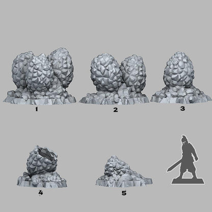 3D Printed Fantastic Plants and Rocks Crystal Dragon Eggs 28mm - 32mm D&D Wargaming