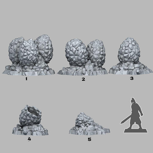 3D Printed Fantastic Plants and Rocks Crystal Dragon Eggs 28mm - 32mm D&D Wargaming