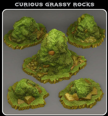 3D Printed Fantastic Plants and Rocks Curious Grassy Rocks 28mm - 32mm D&D Wargaming