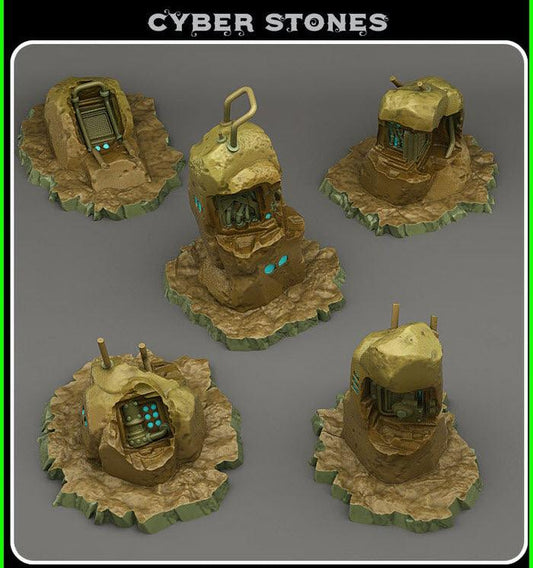 3D Printed Fantastic Plants and Rocks Cyber Stones 28mm - 32mm D&D Wargaming