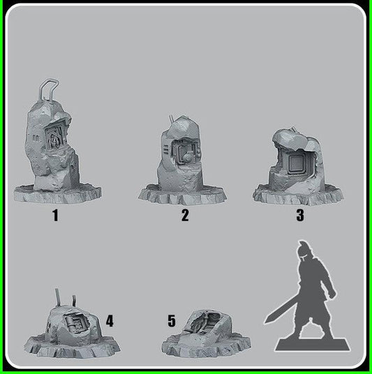 3D Printed Fantastic Plants and Rocks Cyber Stones 28mm - 32mm D&D Wargaming