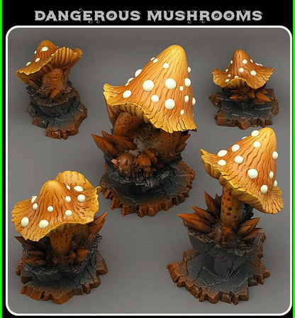 3D Printed Fantastic Plants and Rocks Dangerous Mushrooms 28mm - 32mm D&D Wargaming