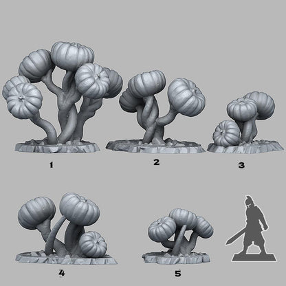 3D Printed Fantastic Plants and Rocks Dark Pumpkin Trees 28mm - 32mm D&D Wargaming