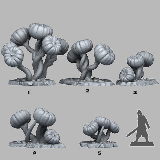 3D Printed Fantastic Plants and Rocks Dark Pumpkin Trees 28mm - 32mm D&D Wargaming