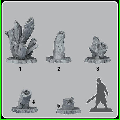 3D Printed Fantastic Plants and Rocks Dead Trunks 28mm - 32mm D&D Wargaming