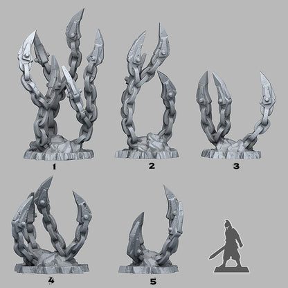 3D Printed Fantastic Plants and Rocks Demoniac Underdark Chains 28mm - 32mm D&D Wargaming