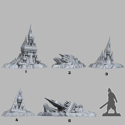 3D Printed Fantastic Plants and Rocks Desert Abandoned Temple 28mm - 32mm D&D Wargaming