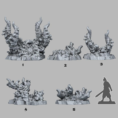 3D Printed Fantastic Plants and Rocks Devil Aberration Stones 28mm - 32mm D&D Wargaming