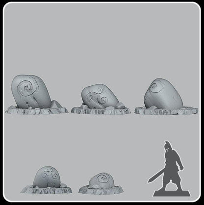3D Printed Fantastic Plants and Rocks Druidic Giant Pebbles 28mm - 32mm D&D Wargaming