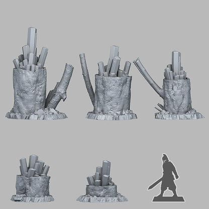 3D Printed Fantastic Plants and Rocks ENERGY CRYSTALS 28mm - 32mm D&D Wargaming