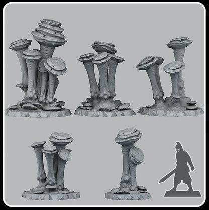 3D Printed Fantastic Plants and Rocks Faerie Mushrooms 28mm - 32mm D&D Wargaming