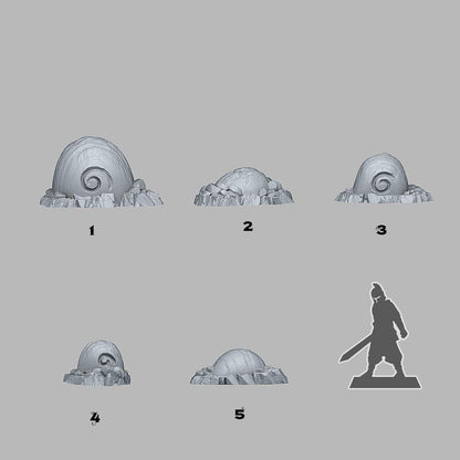 3D Printed Fantastic Plants and Rocks Fossilised Ice Snails 28mm - 32mm D&D Wargaming
