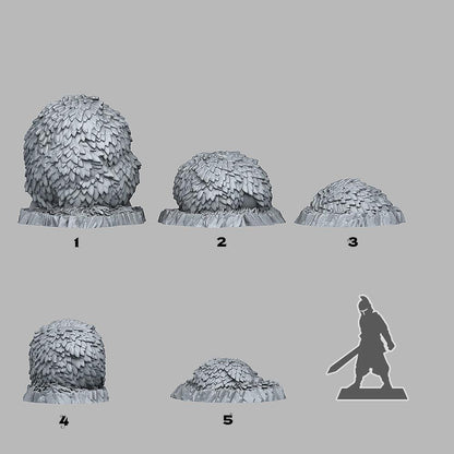 3D Printed Fantastic Plants and Rocks GREEN ROUND BUSH 28mm - 32mm D&D Wargaming