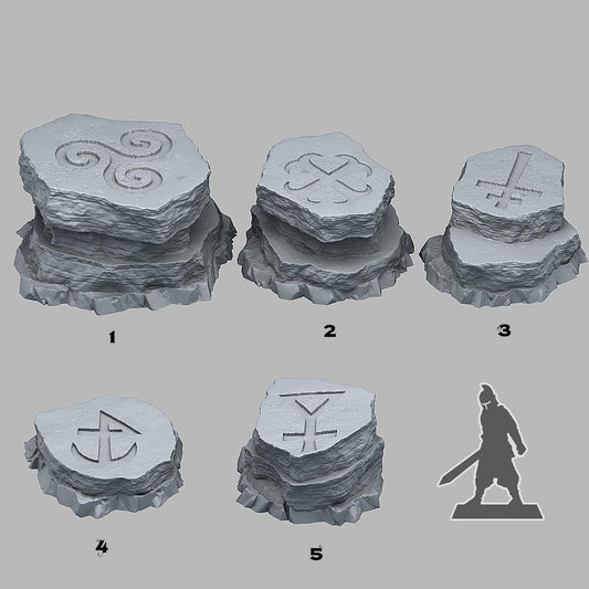 3D Printed Fantastic Plants and Rocks Gaelic Stones 28mm - 32mm D&D Wargaming