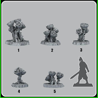 3D Printed Fantastic Plants and Rocks Giant Mystic Roses 28mm - 32mm D&D Wargaming
