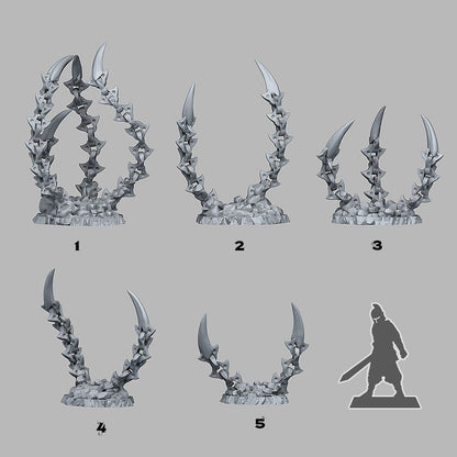 3D Printed Fantastic Plants and Rocks Hell Chain Claws 28mm - 32mm D&D Wargaming