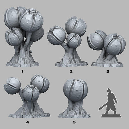 3D Printed Fantastic Plants and Rocks INSANITY SPORE PODS 28mm - 32mm D&D Wargaming