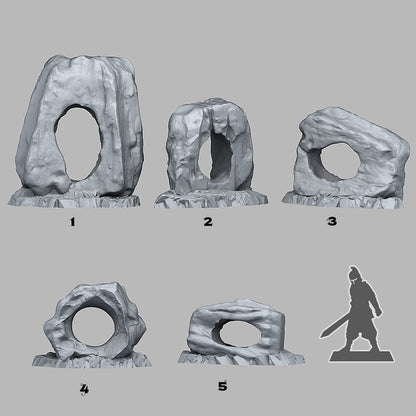 3D Printed Fantastic Plants and Rocks Ice Hole Rocks 28mm - 32mm D&D Wargaming