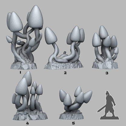 3D Printed Fantastic Plants and Rocks Lemondrop Mushrooms 28mm - 32mm D&D Wargaming