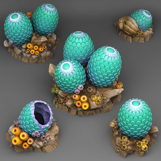 3D Printed Fantastic Plants and Rocks Leviathan Eggs 28mm - 32mm D&D Wargaming