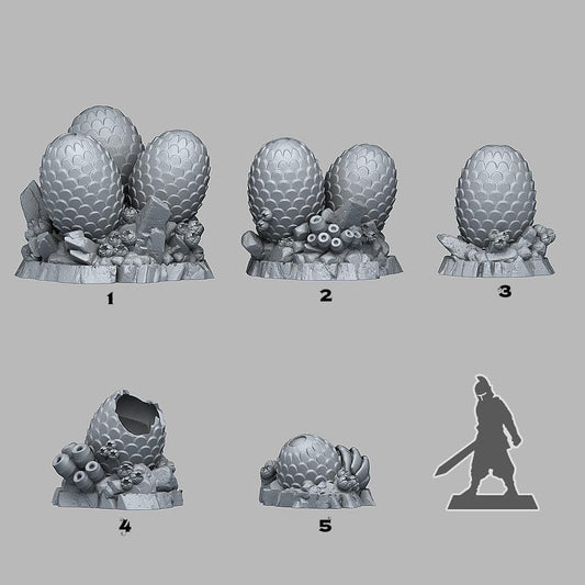 3D Printed Fantastic Plants and Rocks Leviathan Eggs 28mm - 32mm D&D Wargaming